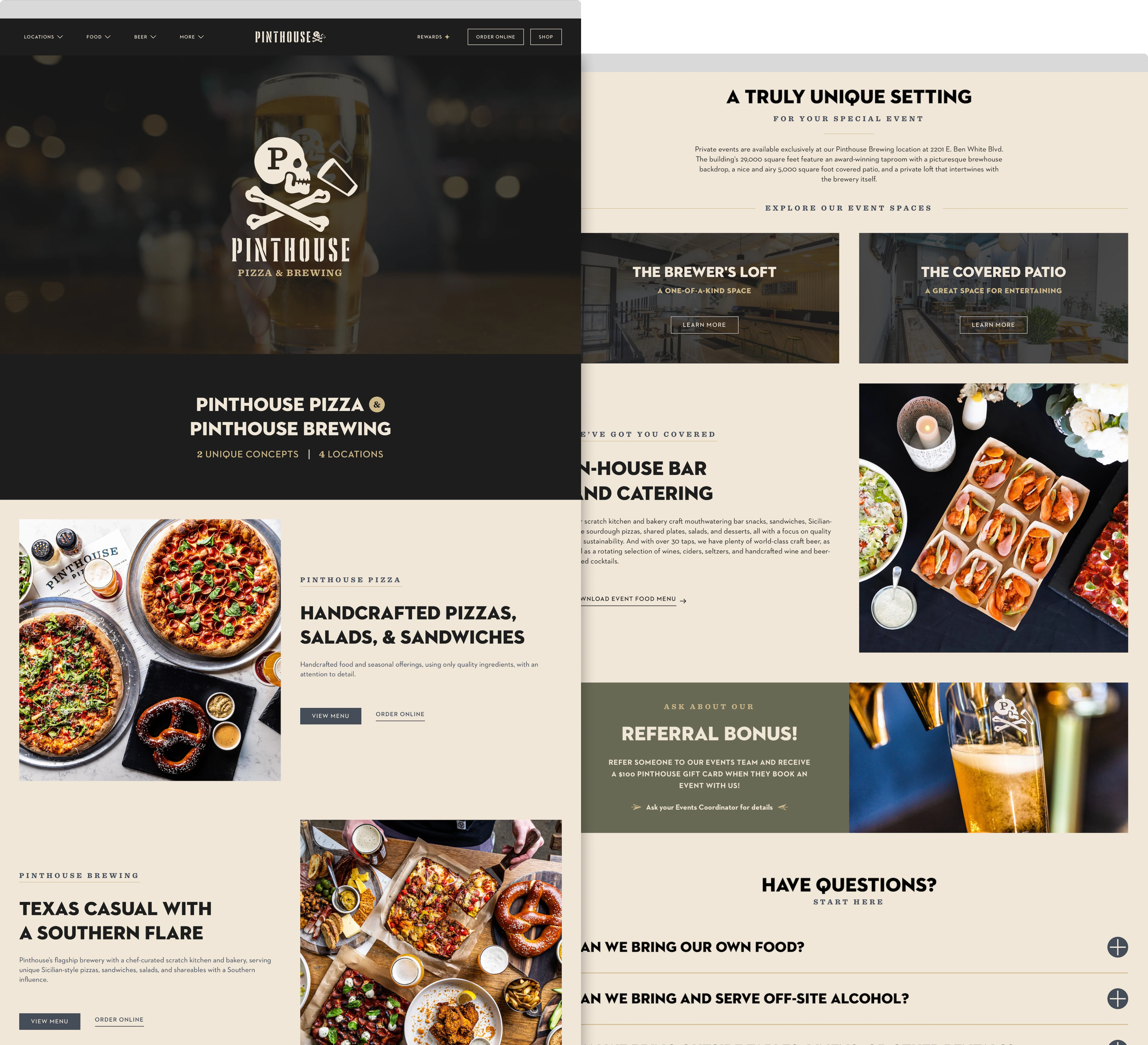 Screenshot of various pages powered by Craft's matrix field