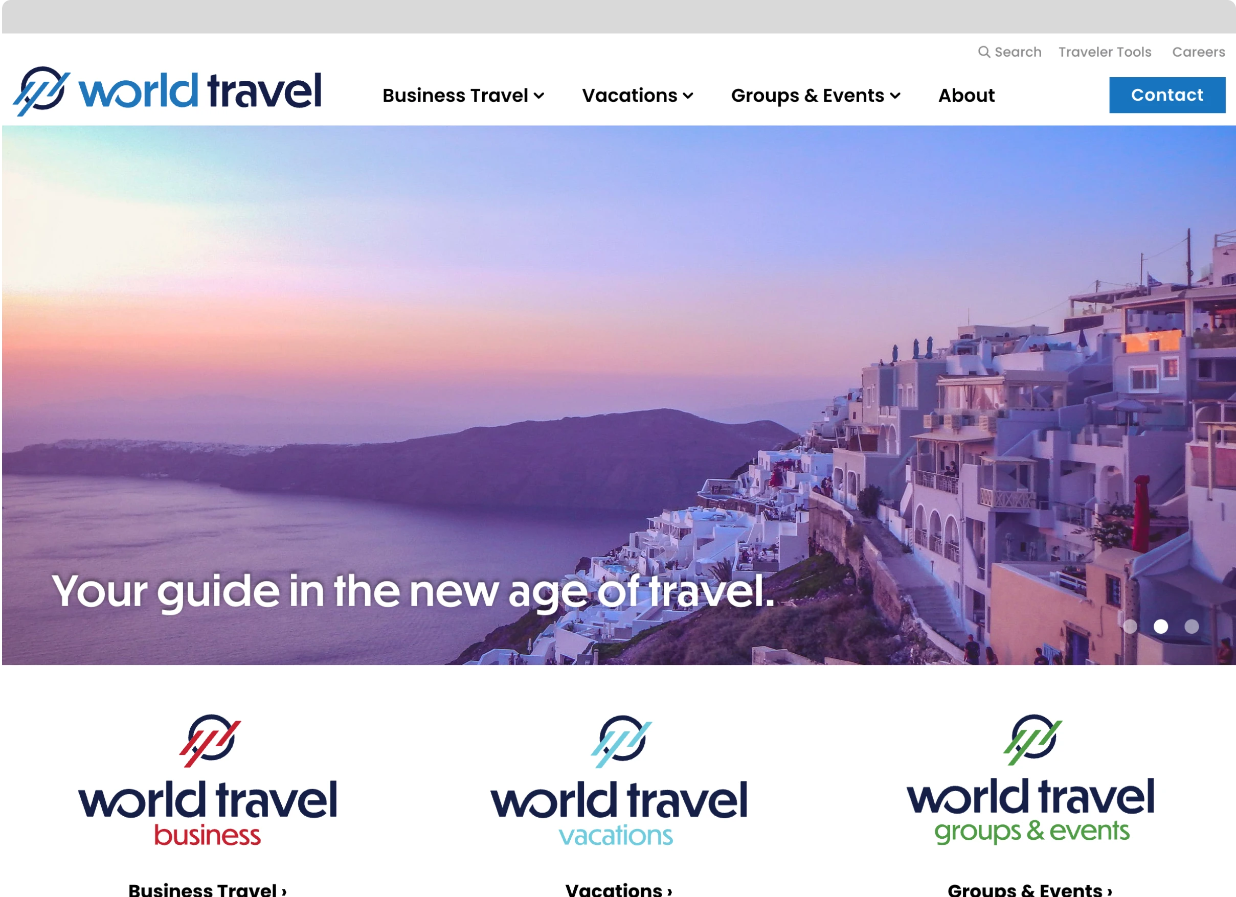 Screenshots of the World Travel website